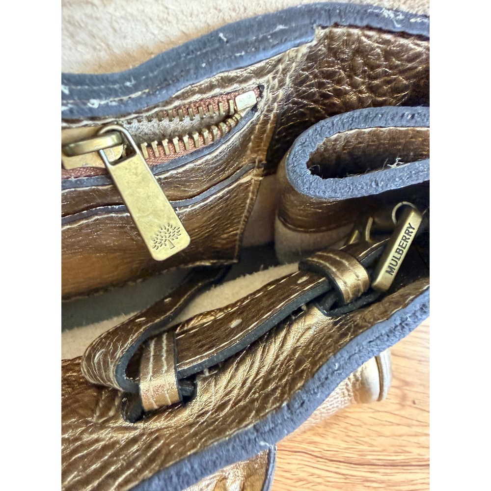 Rare Mulberry Bayswater Metallic Gold Leather Braided Handle Bag Vintage Y2K - Picture 11 of 16